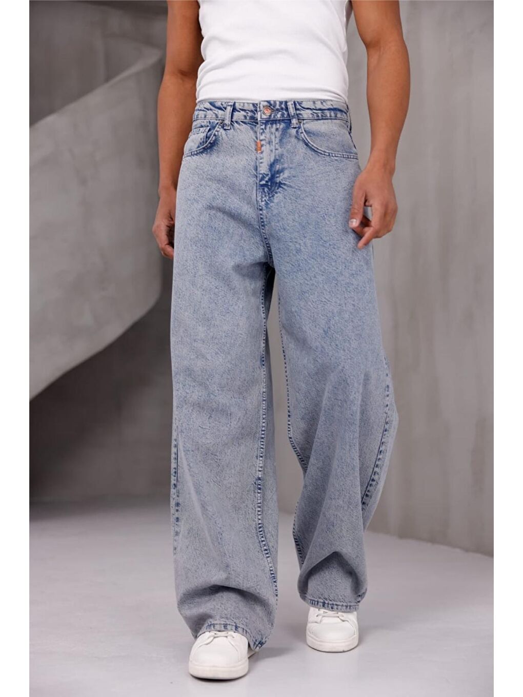 Mavi Puertas Erkek Yüksek Bel Balon Baggy Fit Bol Kesim Jean Pantolon