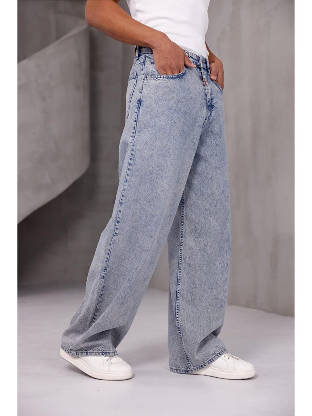 Mavi Puertas Erkek Yüksek Bel Balon Baggy Fit Bol Kesim Jean Pantolon-1