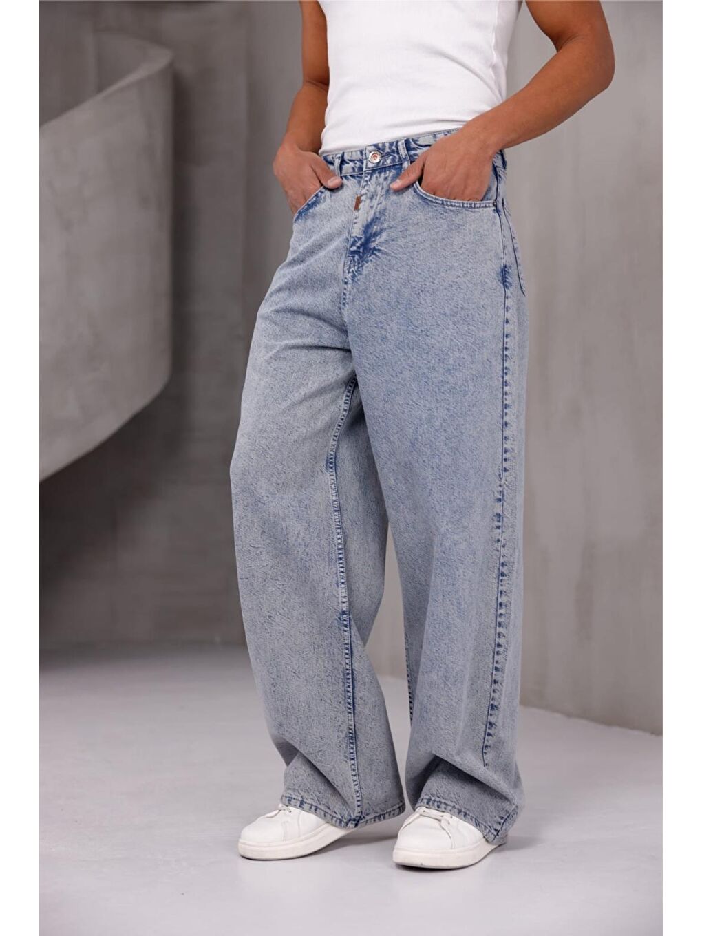 Mavi Puertas Erkek Yüksek Bel Balon Baggy Fit Bol Kesim Jean Pantolon-2