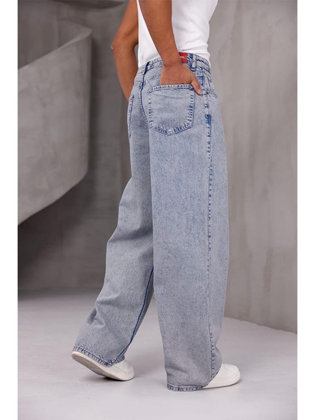 Mavi Puertas Erkek Yüksek Bel Balon Baggy Fit Bol Kesim Jean Pantolon-4