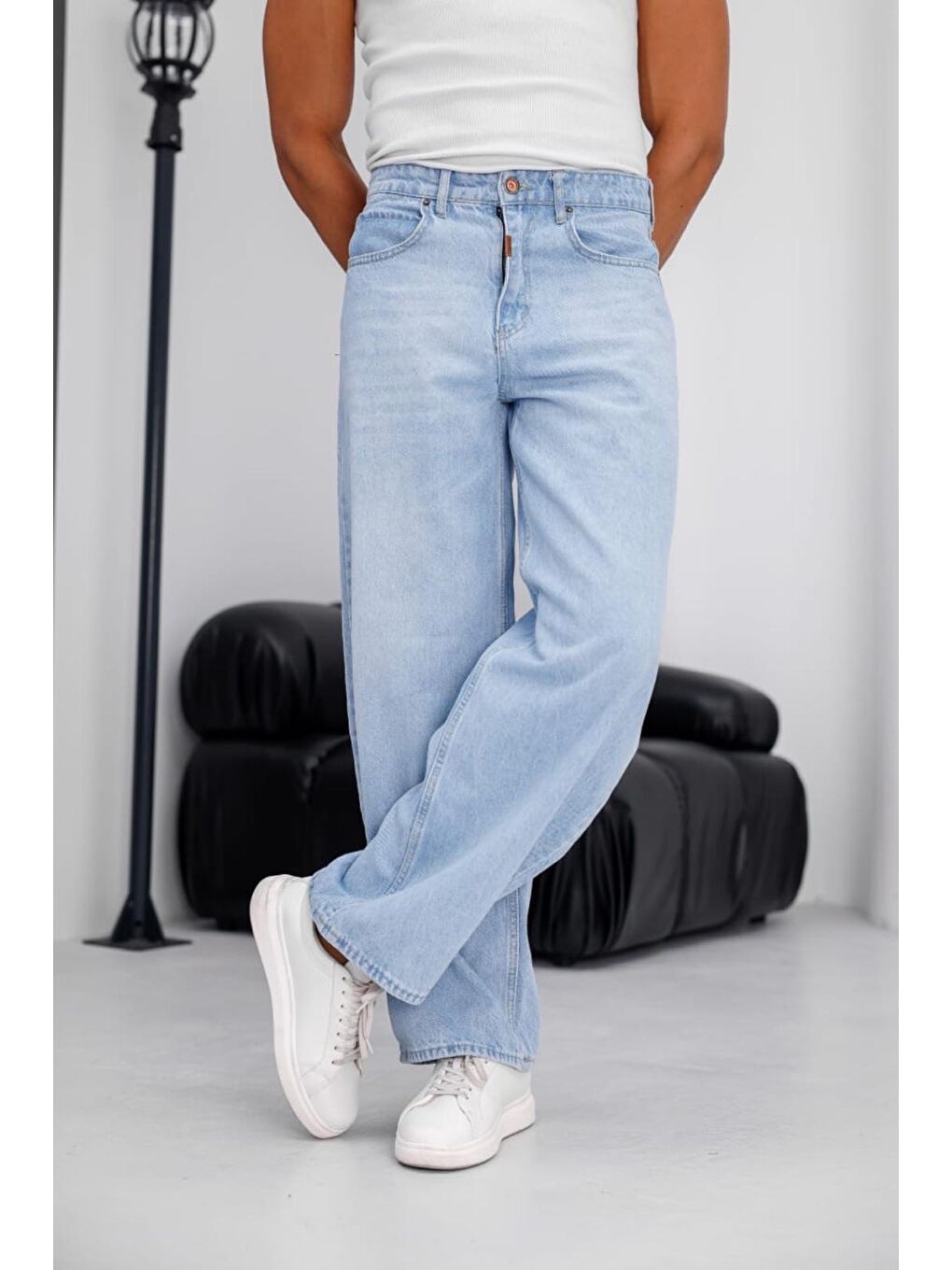 Mavi Puertas Erkek Yüksek Bel Balon Baggy Fit Bol Kesim Jean Pantolon-1