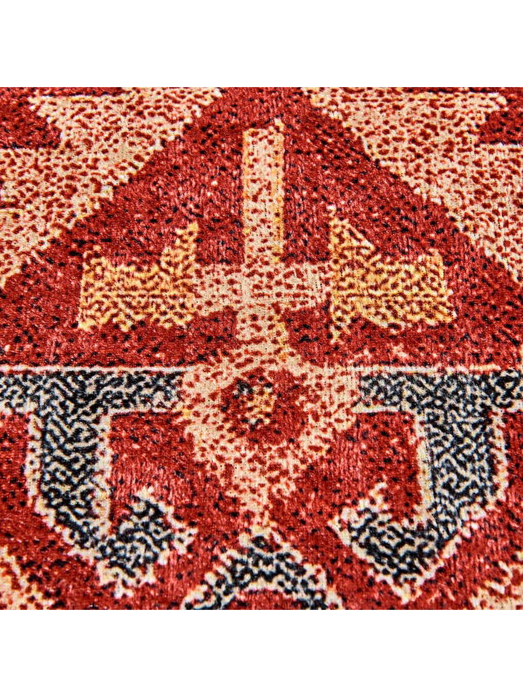 Gri Soft Uşak Eşme Desenli Halı - Kırmızı - 80x150 cm-2