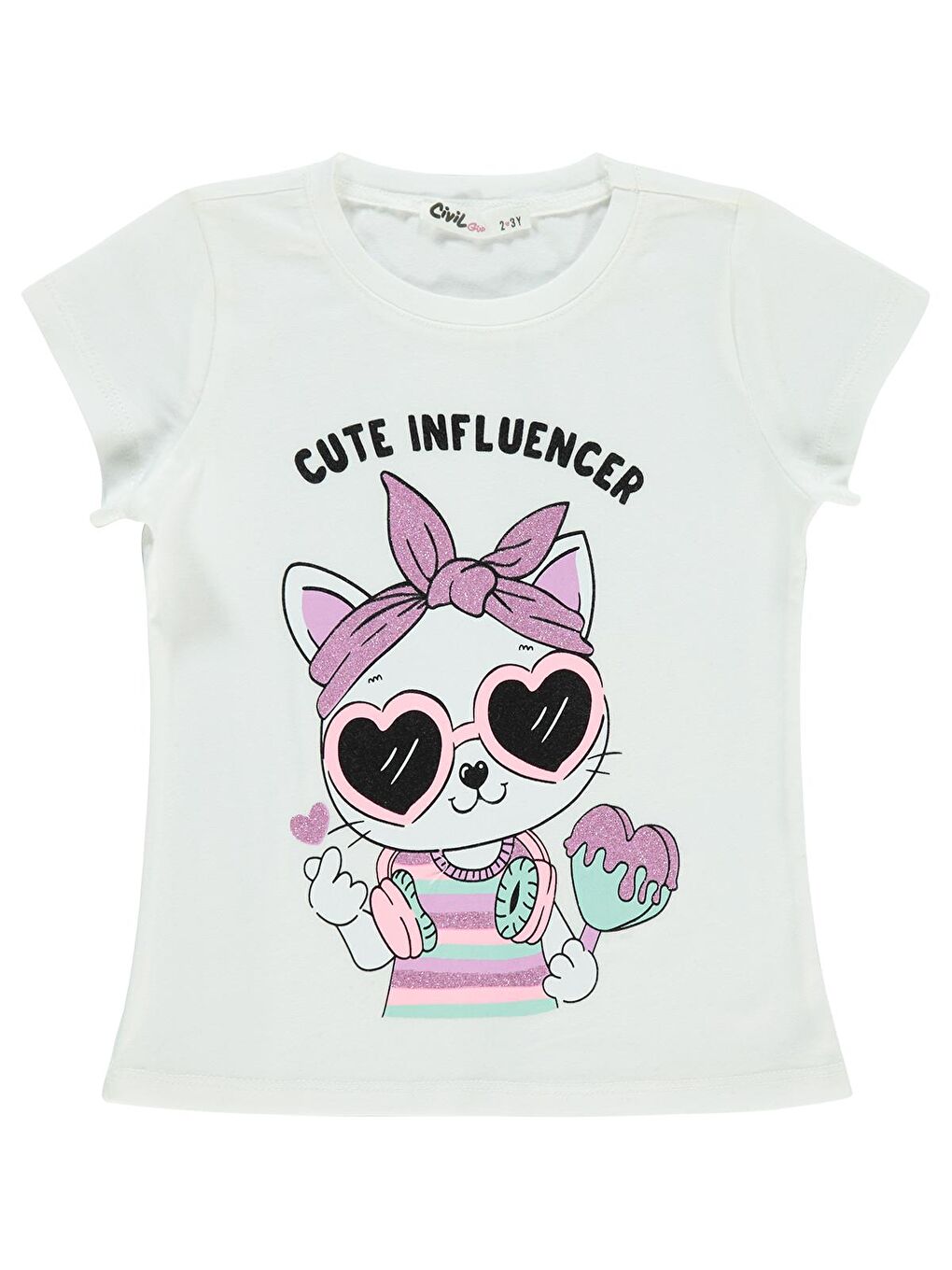 Girls Kız Çocuk Tişört 2-5 Yaş Ekru