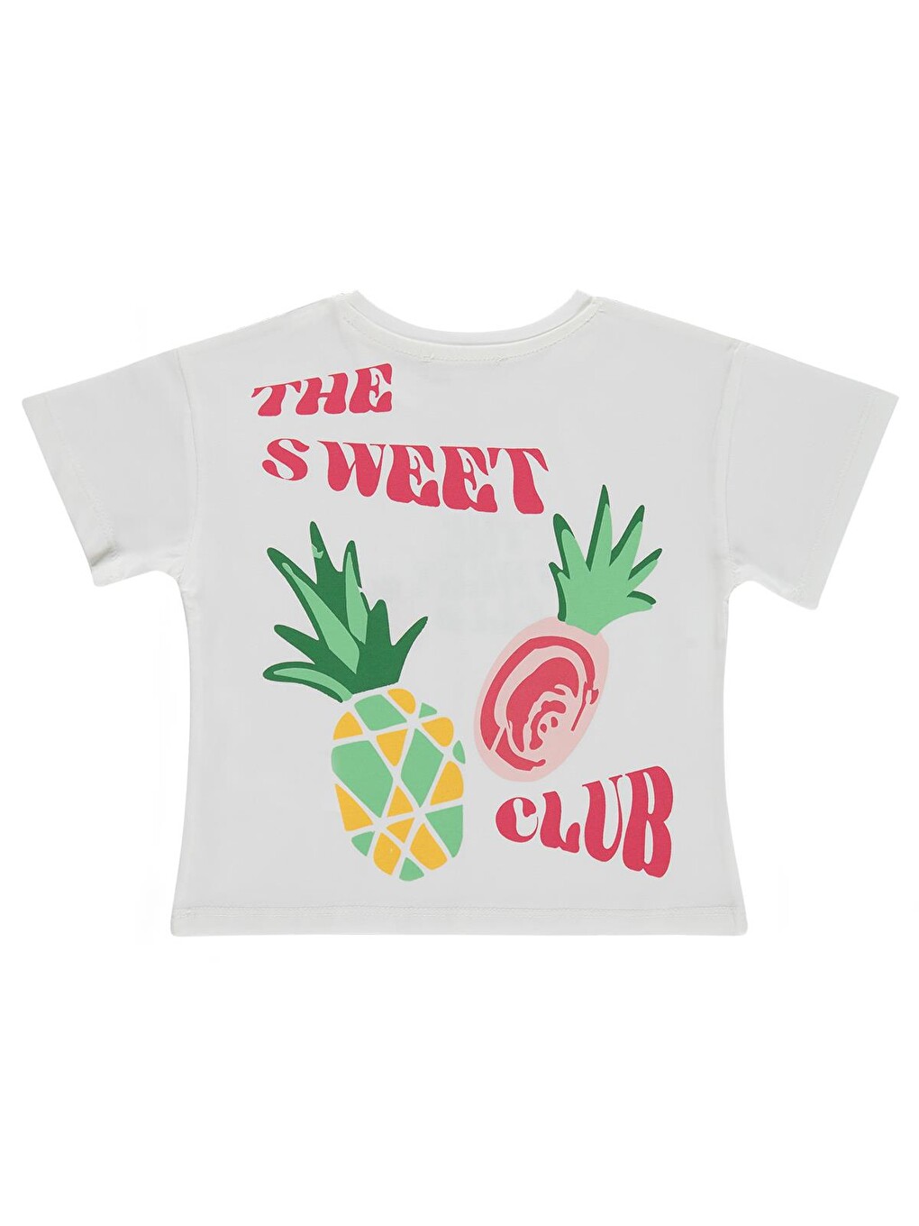 Girls Ananas Baskılı 2-5 Yaş Tişört - Ekru-1