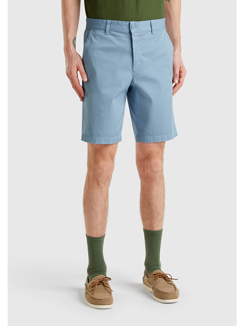 Erkek Açık Mavi Chino Bermuda