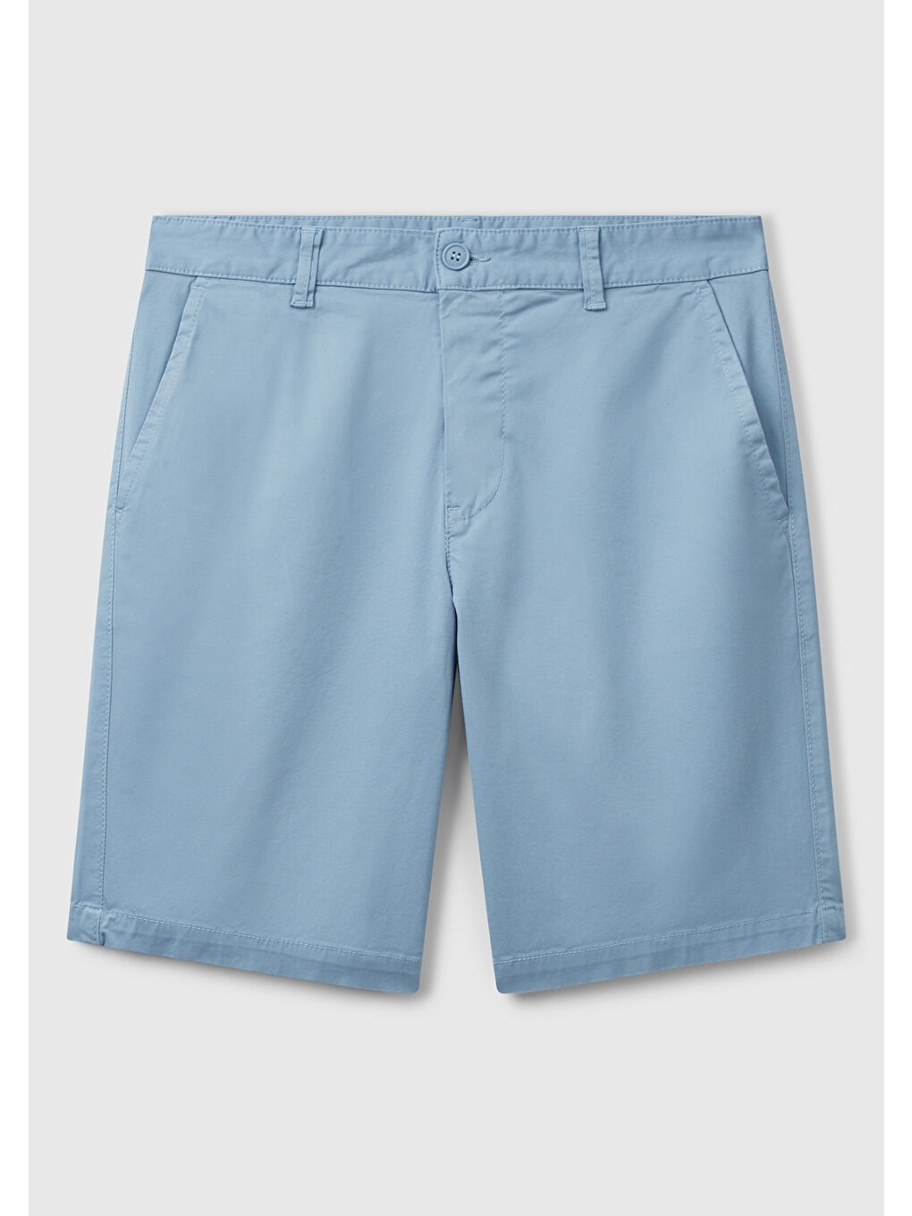 Erkek Açık Mavi Chino Bermuda-1