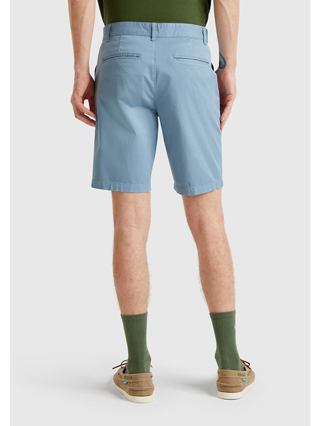 Erkek Açık Mavi Chino Bermuda-2