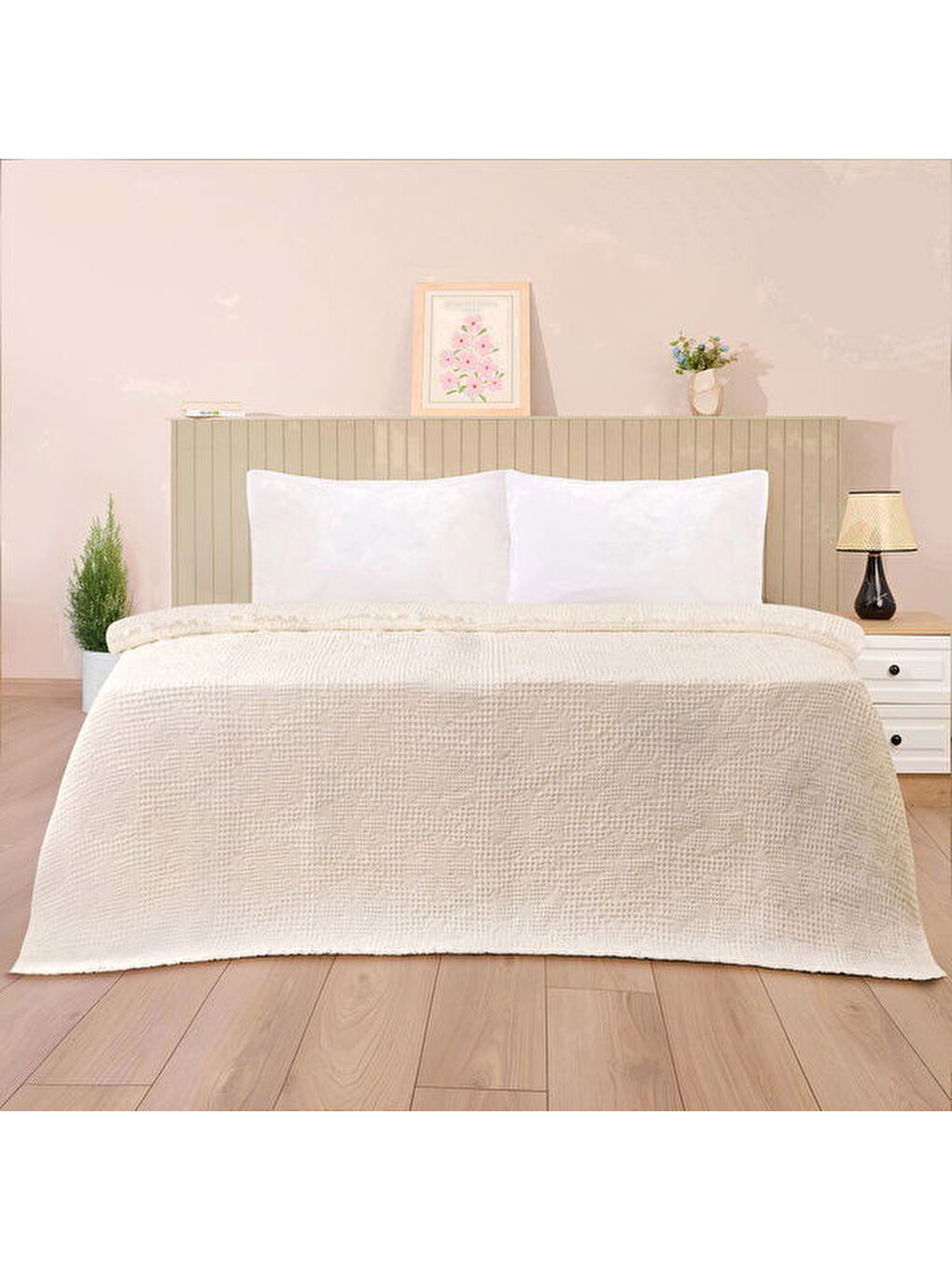 Soft Fleur Çift Kişilik Yatak Örtüsü - Beyaz - 210x240 cm-1