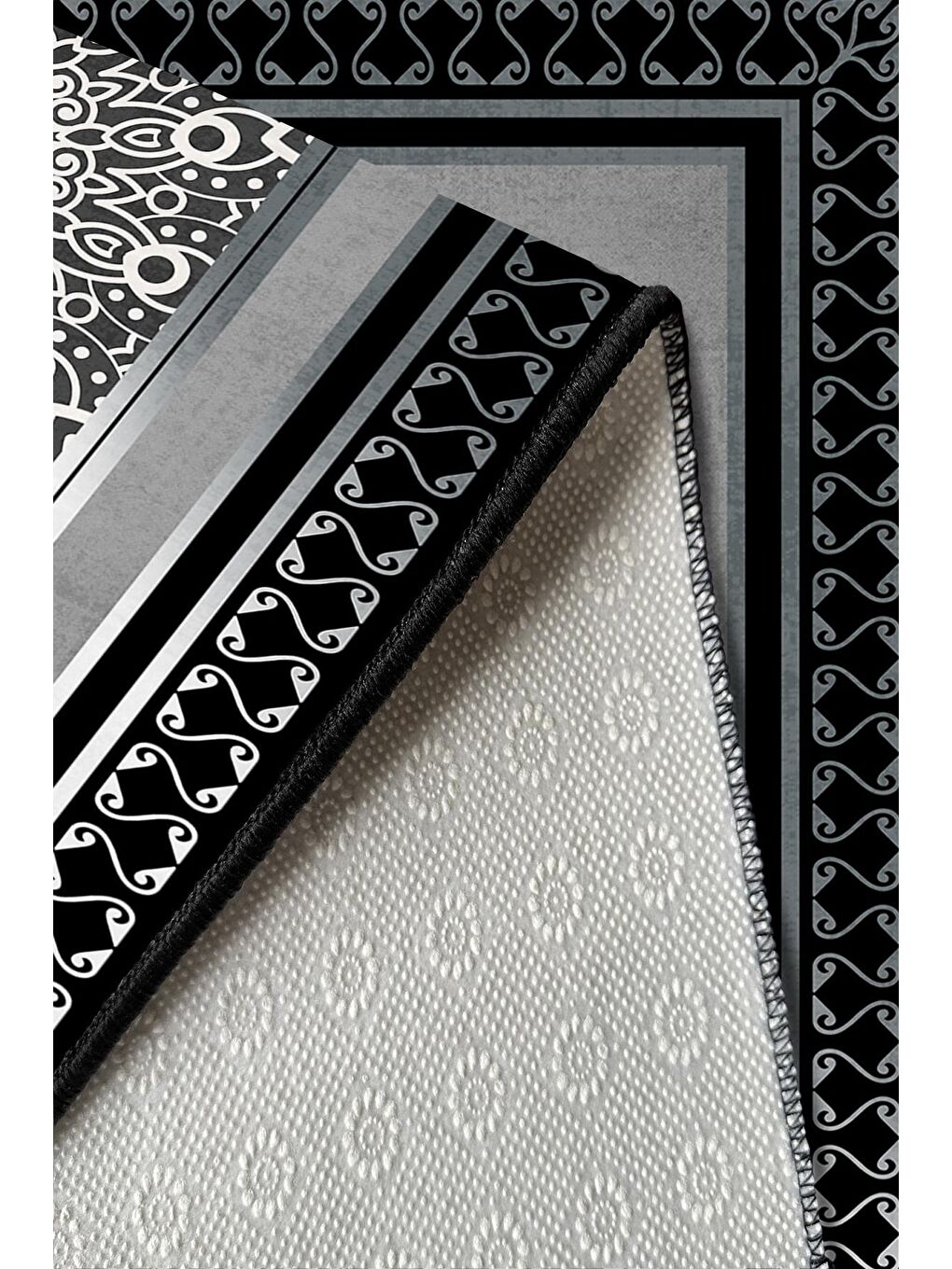 Gri Özel Tasarım, Kaymaz Taban, İnce, Yıkanabilir, Modern Halı WOOKECE1428 80x150-5