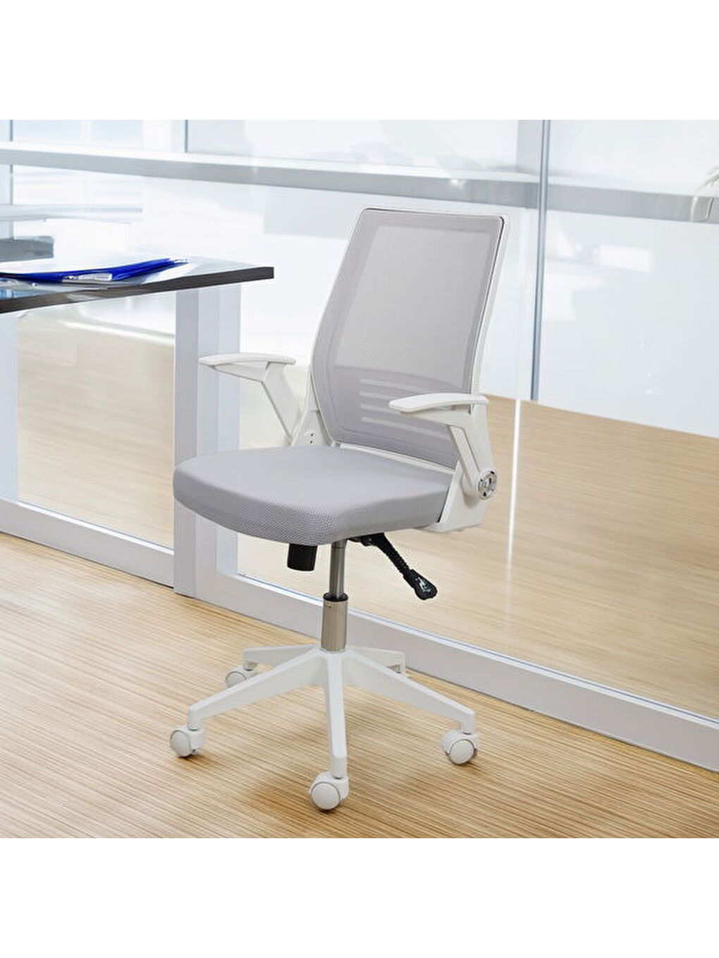 Konfor Çalışma Sandalyesi - Beyaz / Gri - 105x57x58,5 cm