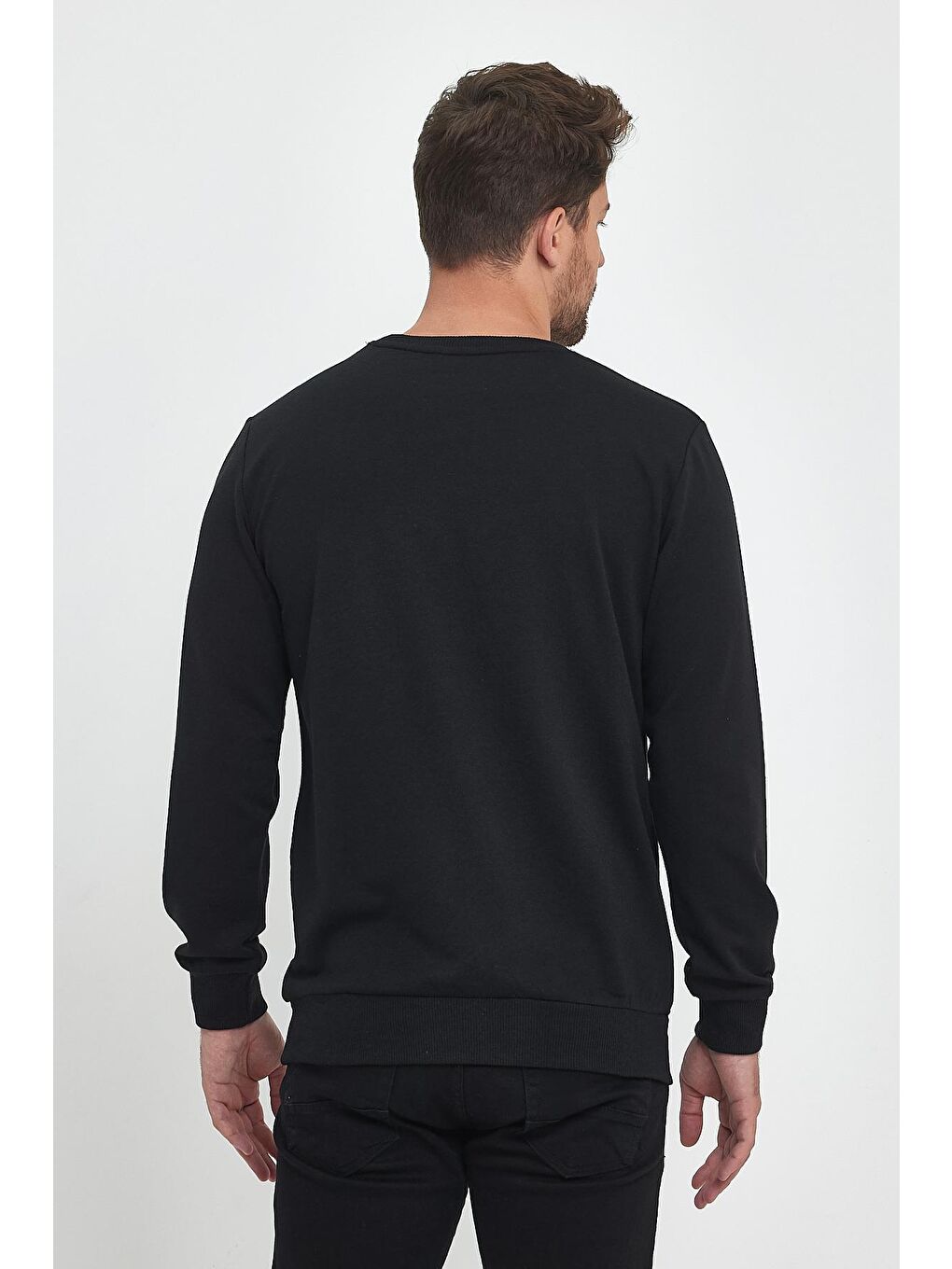 MMETALIC Siyah Erkek Supermagic Göğüs Baskılı Basic Sweatshirt - 6