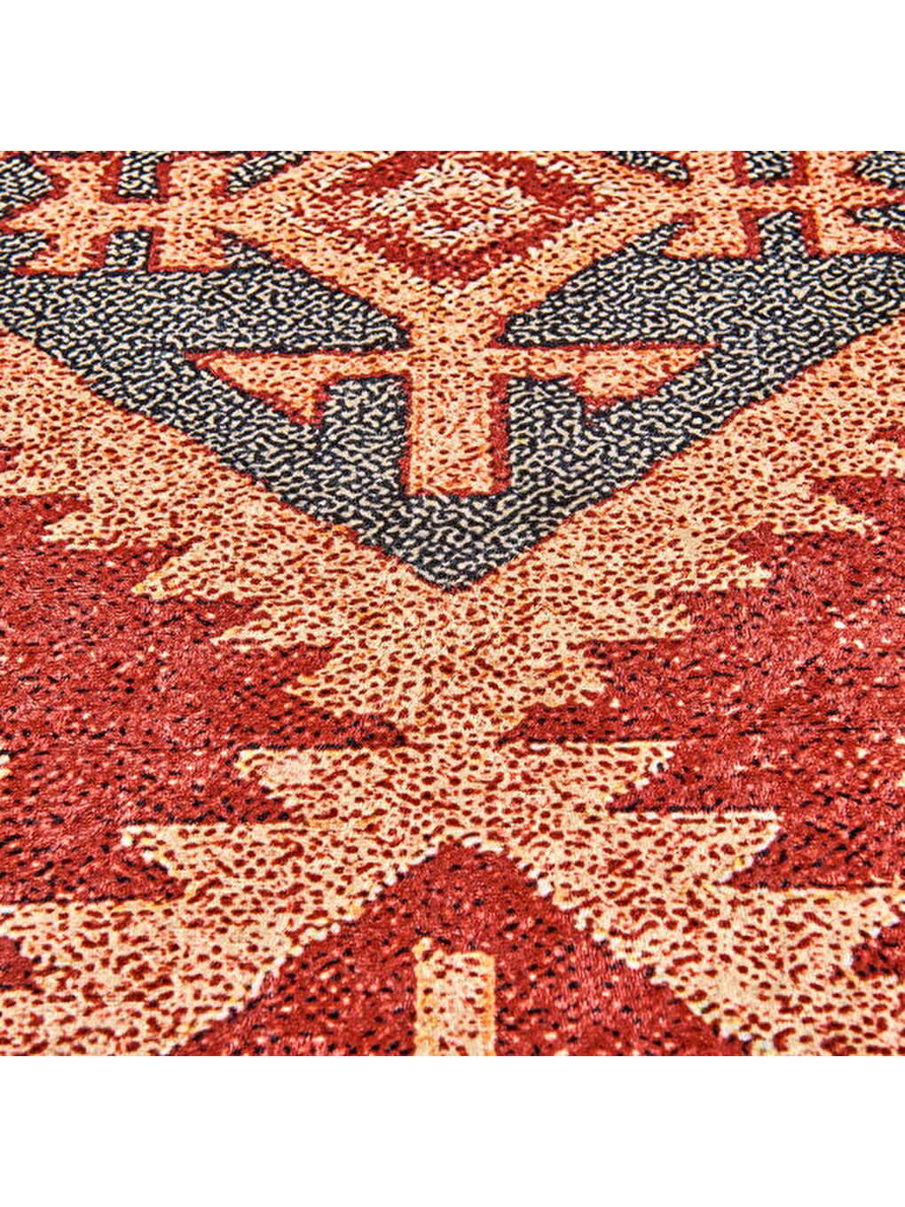 Gri Soft Uşak Eşme Desenli Halı - Kırmızı - 120x180 cm-3