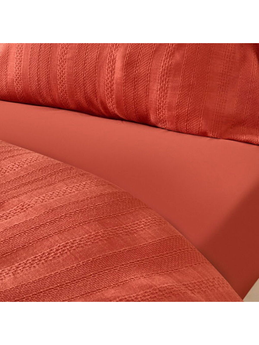 Kahverengi Soft Armürlü Tek Kişilik Nevresim Takımı - Kiremit-3