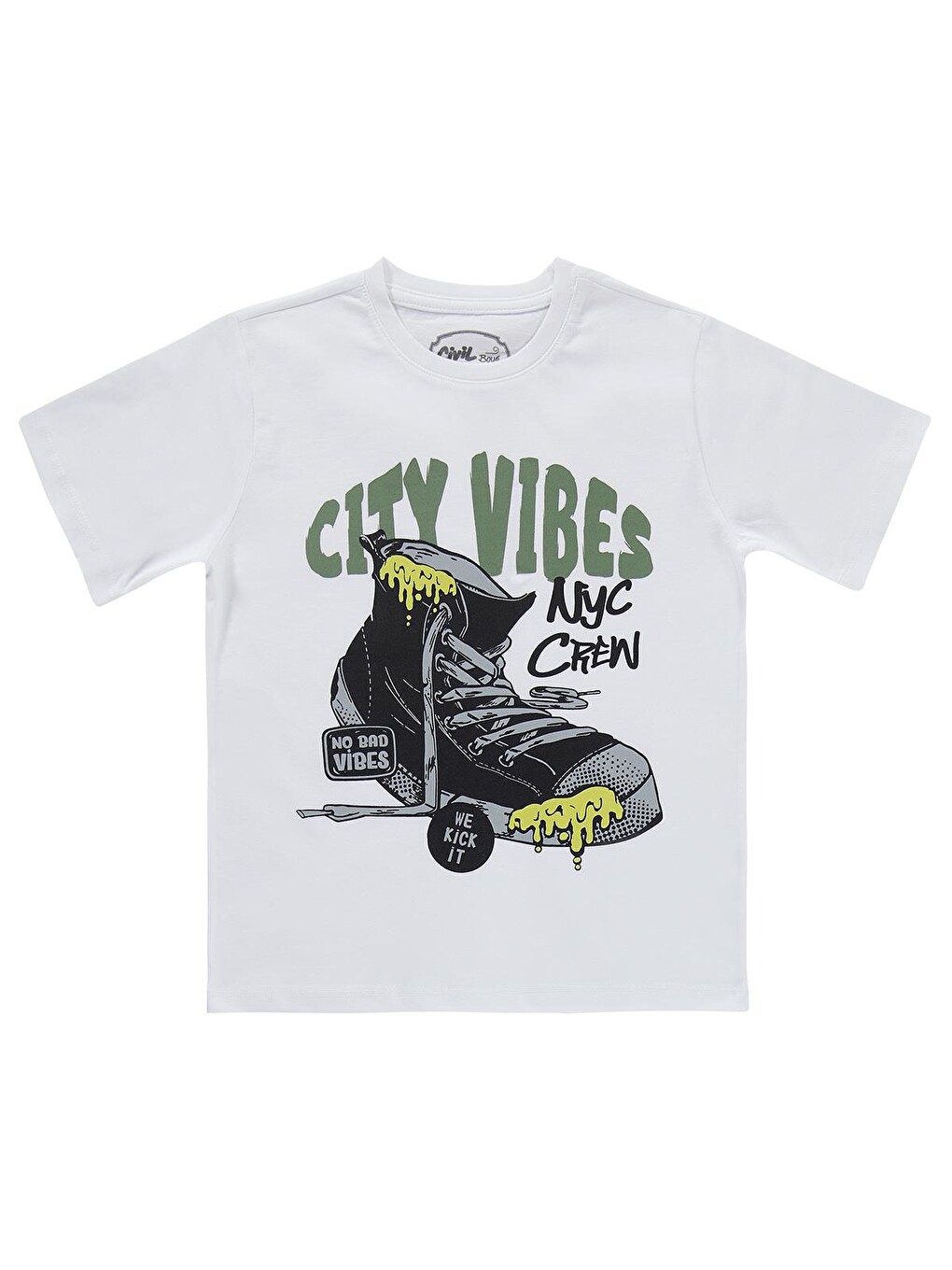 Boys City Vibes Baskılı 6-9 Yaş Tişört - Beyaz