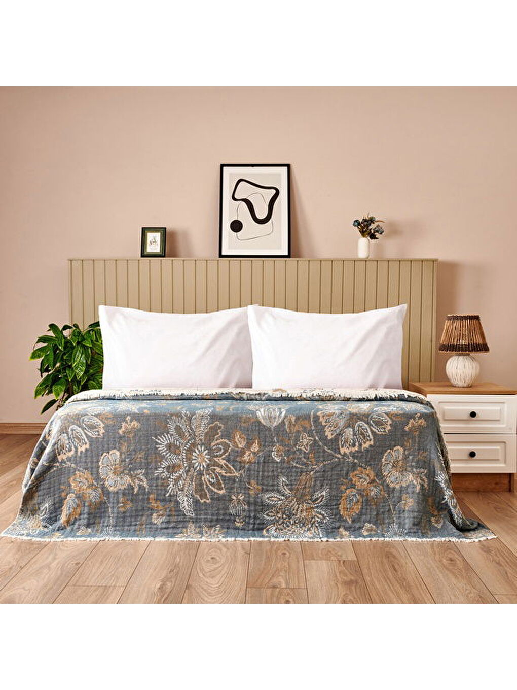 Soft Mavera Çift Kişilik Yatak Örtüsü - Mavi - 230x240 cm