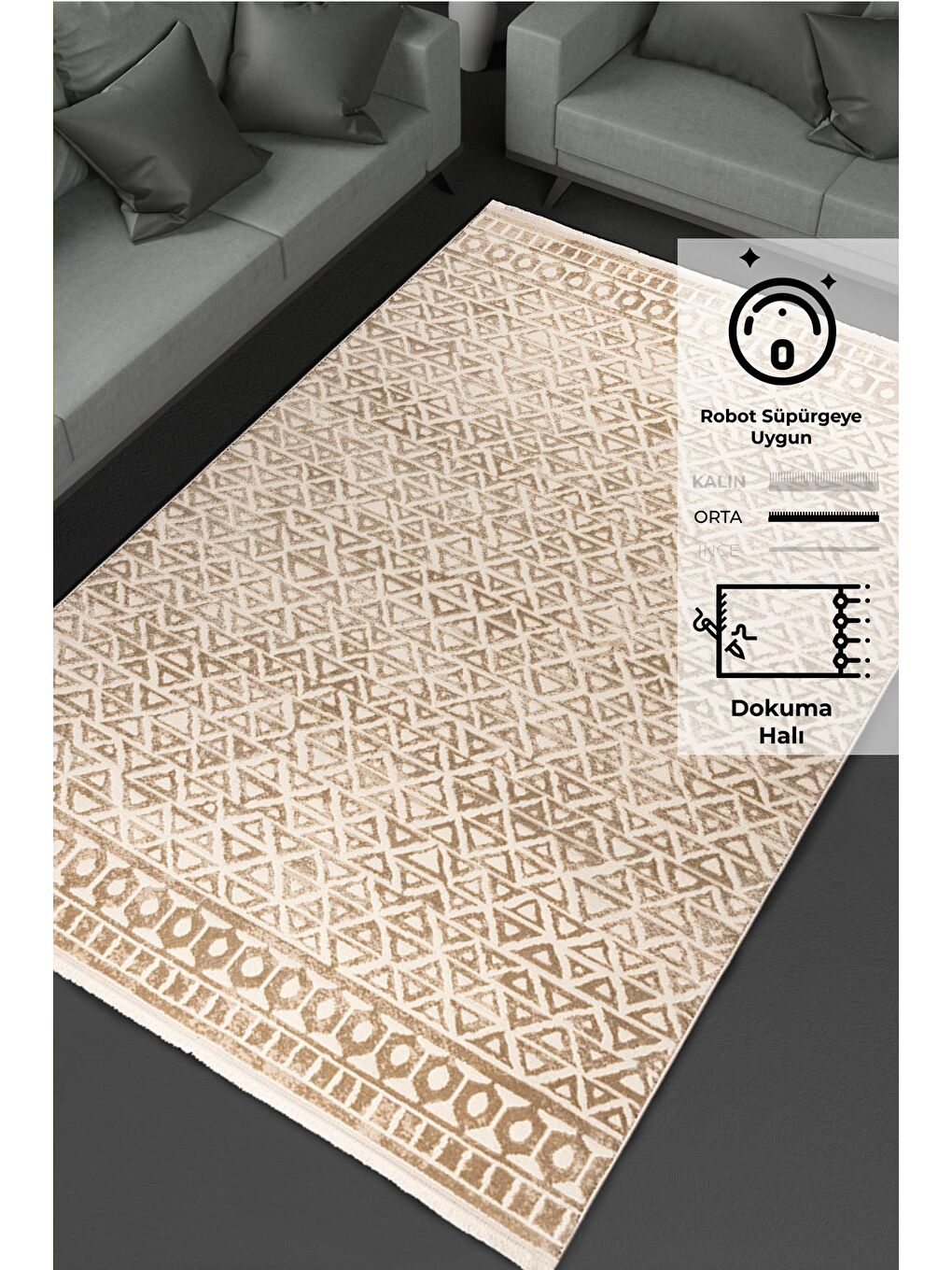 Notta 1118 Bej Modern Dokuma Halı-140x200