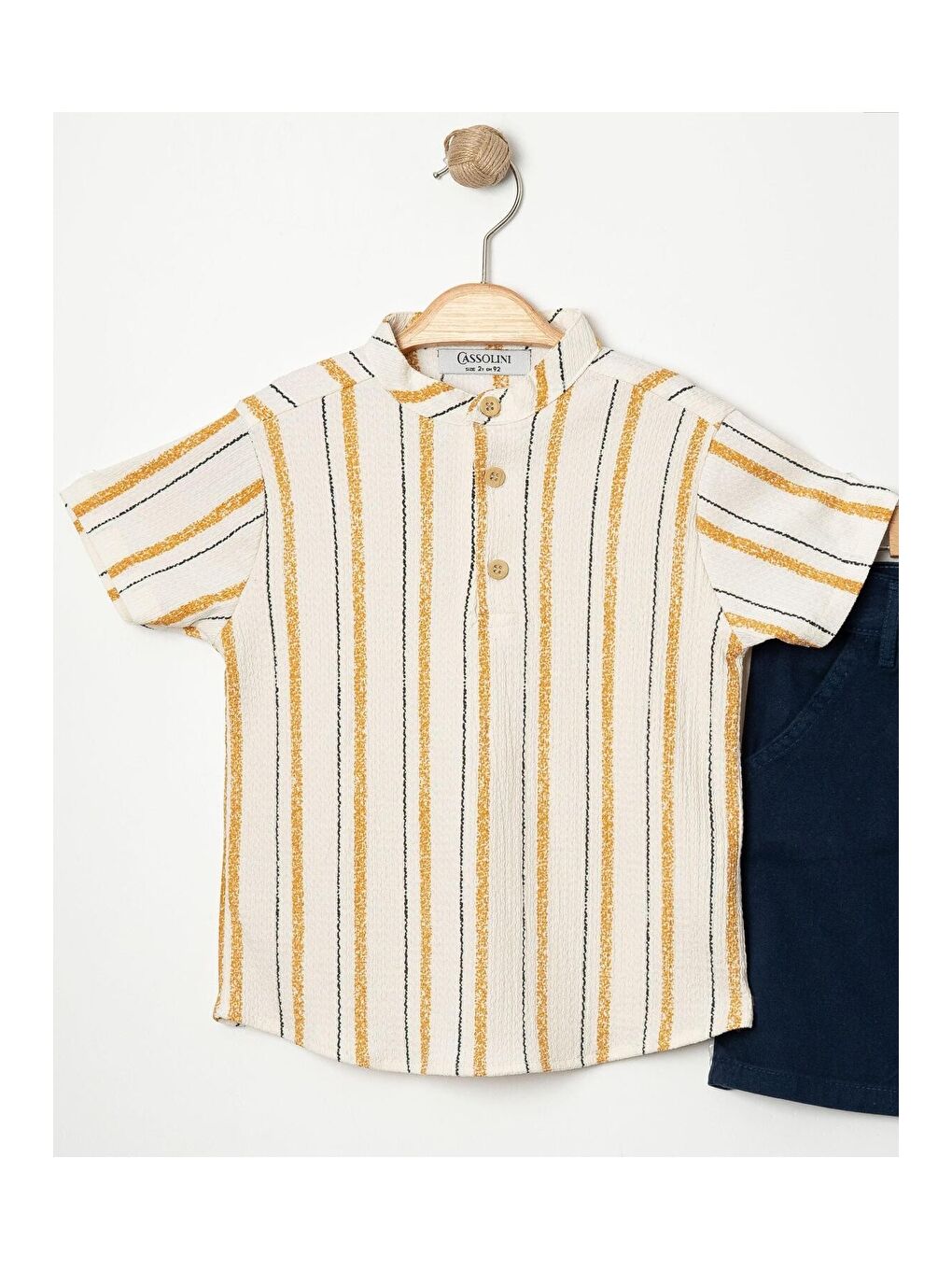 Sarı Tarz Gömlekli Belden Ayarlanabilir Kısa Kollu Şortlu 2'li Takım-4