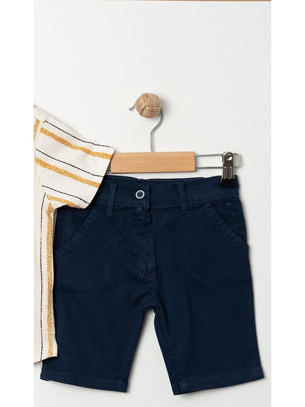 Sarı Tarz Gömlekli Belden Ayarlanabilir Kısa Kollu Şortlu 2'li Takım-6