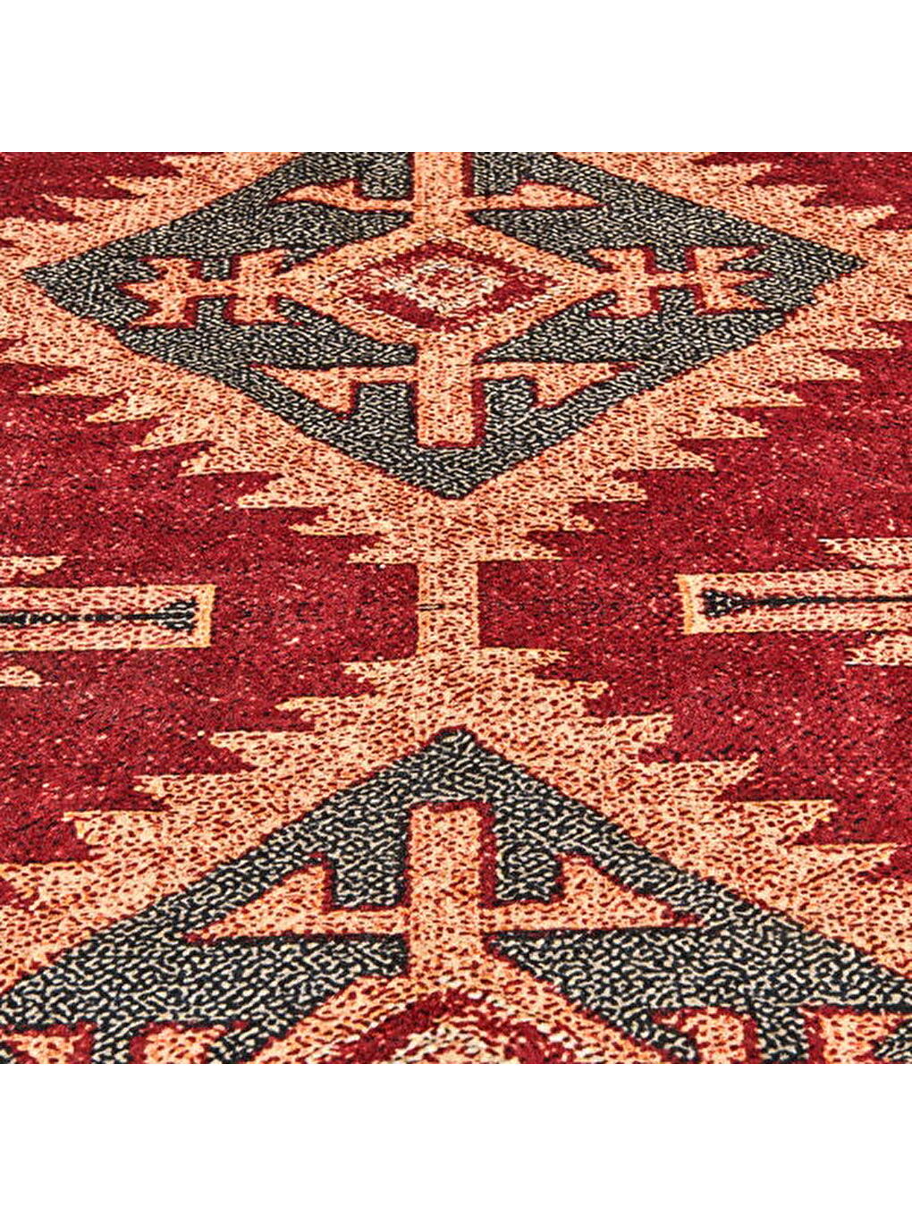 Gri Soft Uşak Eşme Desenli Halı - Kırmızı - 160x230 cm-1