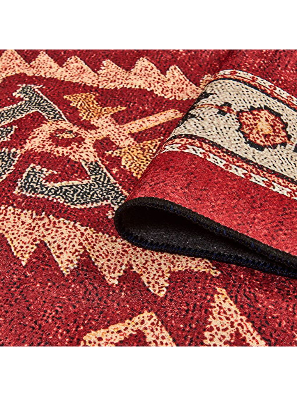 Gri Soft Uşak Eşme Desenli Halı - Kırmızı - 160x230 cm-2