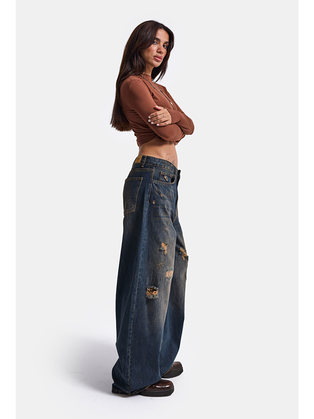 Mavi Kadın T.kot Rengi 10w6-8 Palazzo Fit Süper Bol Kesim Denim Jean-2