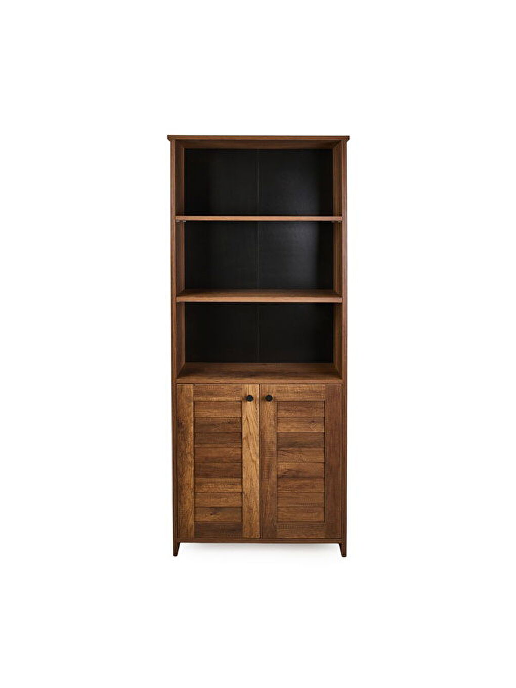 Kahverengi Panjur Görünümlü Geniş Kitaplık - Barok Ceviz - 180x33x70 cm-2