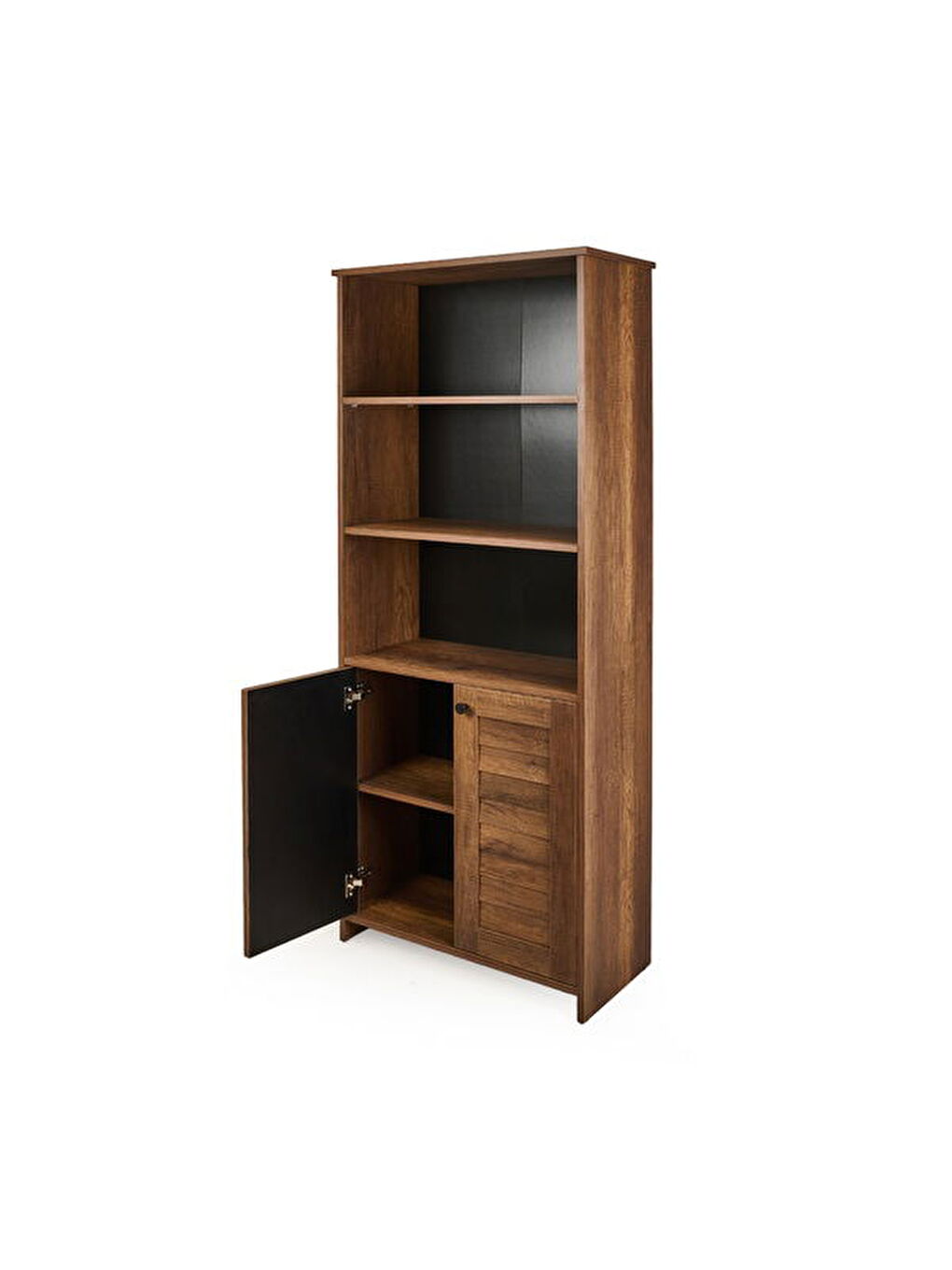 Kahverengi Panjur Görünümlü Geniş Kitaplık - Barok Ceviz - 180x33x70 cm-5