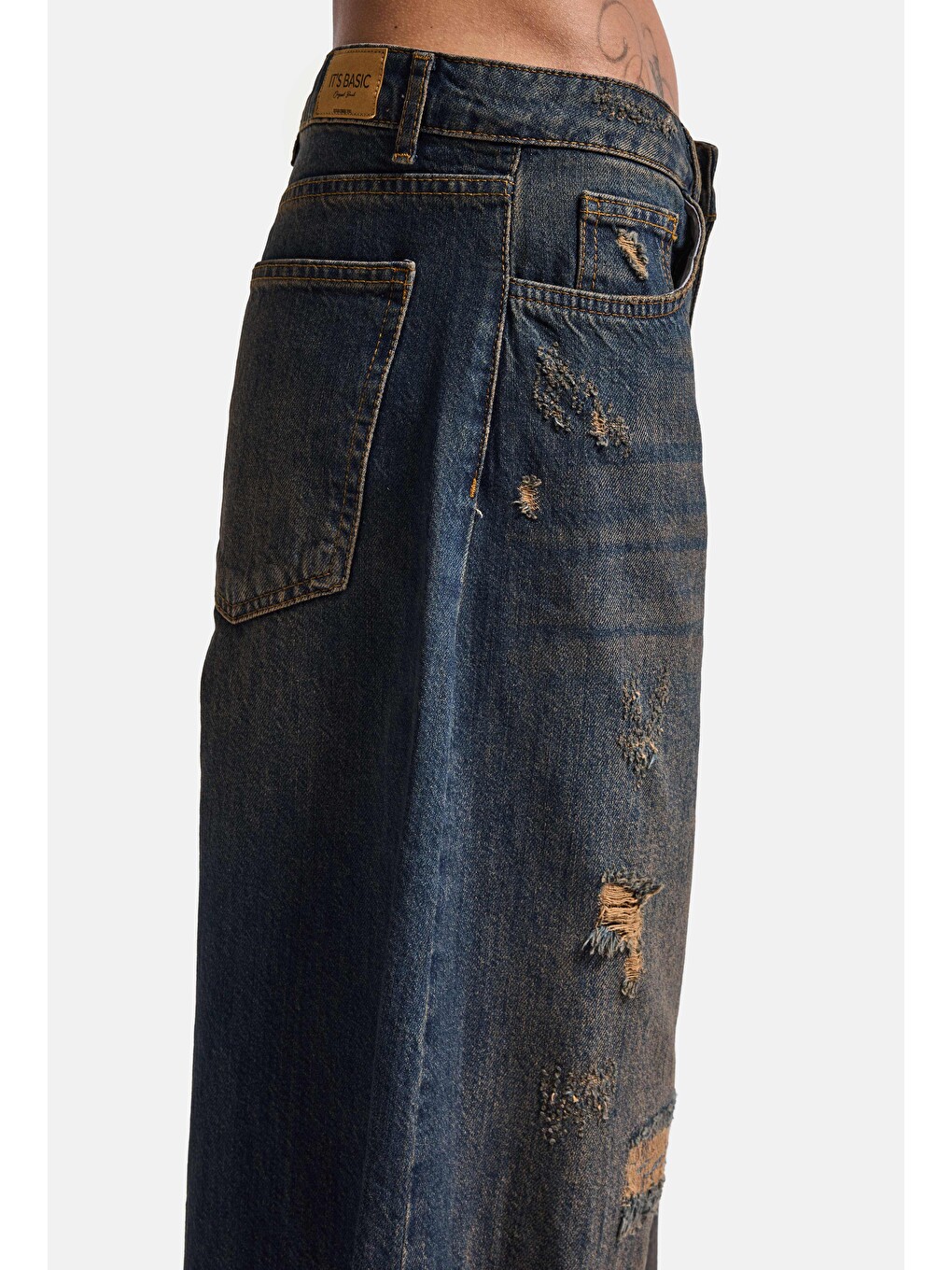 Mavi Kadın T.kot Rengi 10w6-8 Palazzo Fit Süper Bol Kesim Denim Jean-3