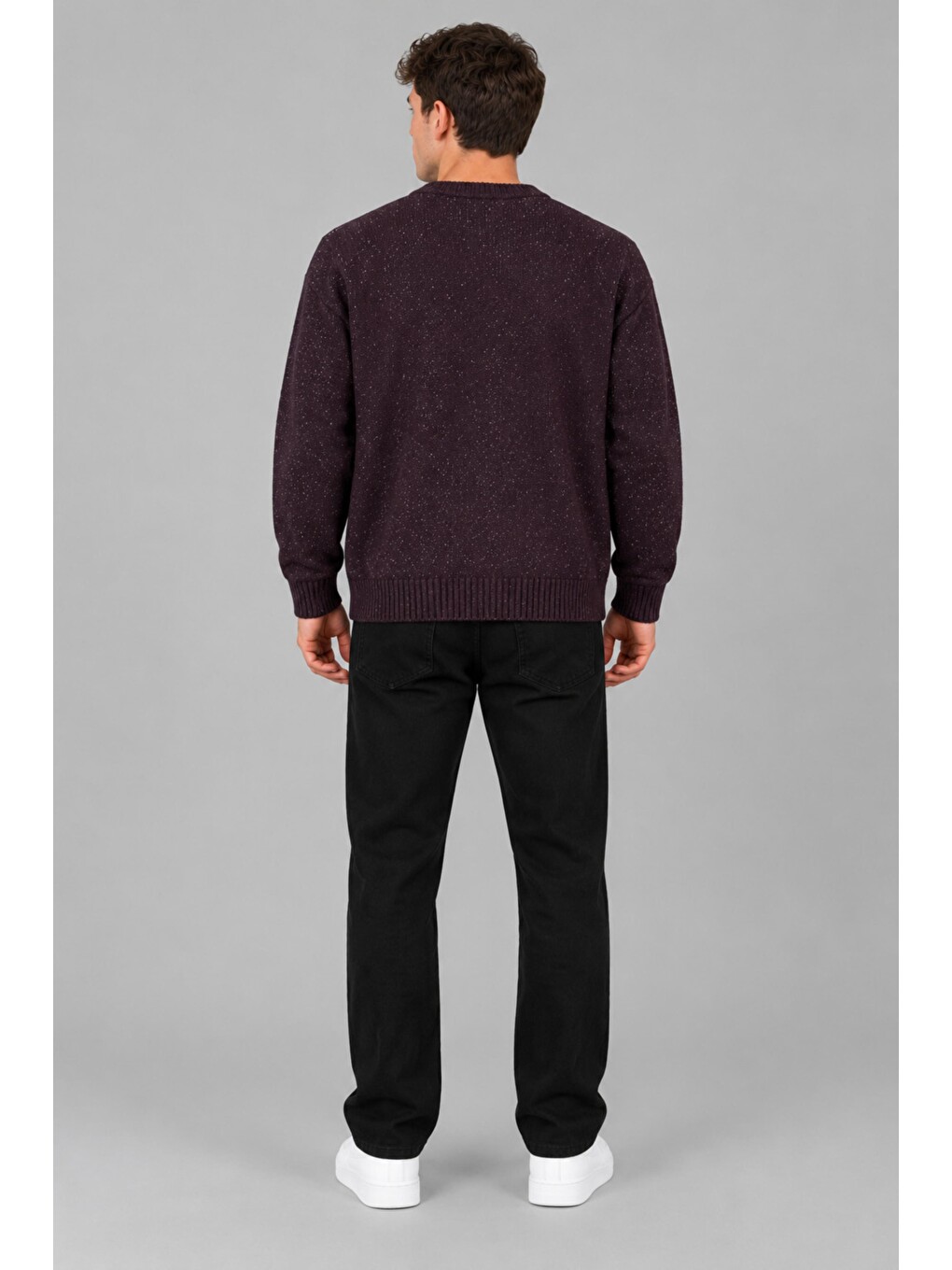 Bordo Yarım Oversize Baskılı Kışlık Kazak Dp 16651_10071-5