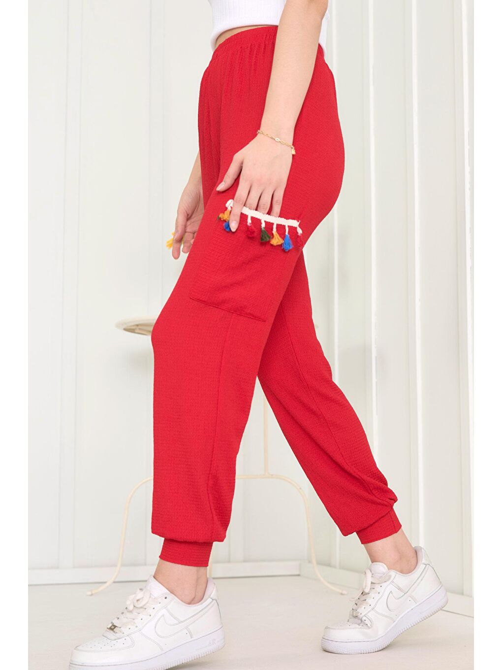 Orta Kadın Kırmızı Pantolon - 22419-3