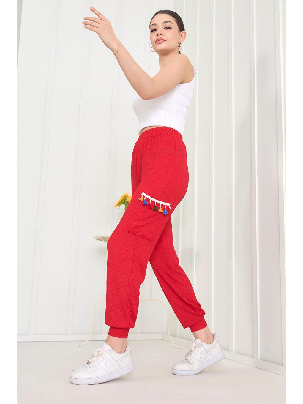 Orta Kadın Kırmızı Pantolon - 22419-4