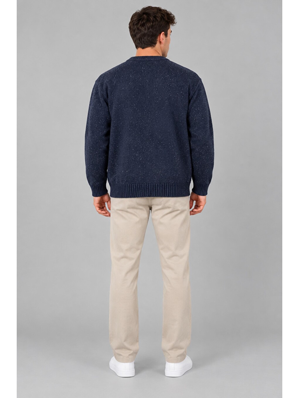Lacivert Yarım Oversize Baskılı Kışlık Kazak Dp 16651_10071-5