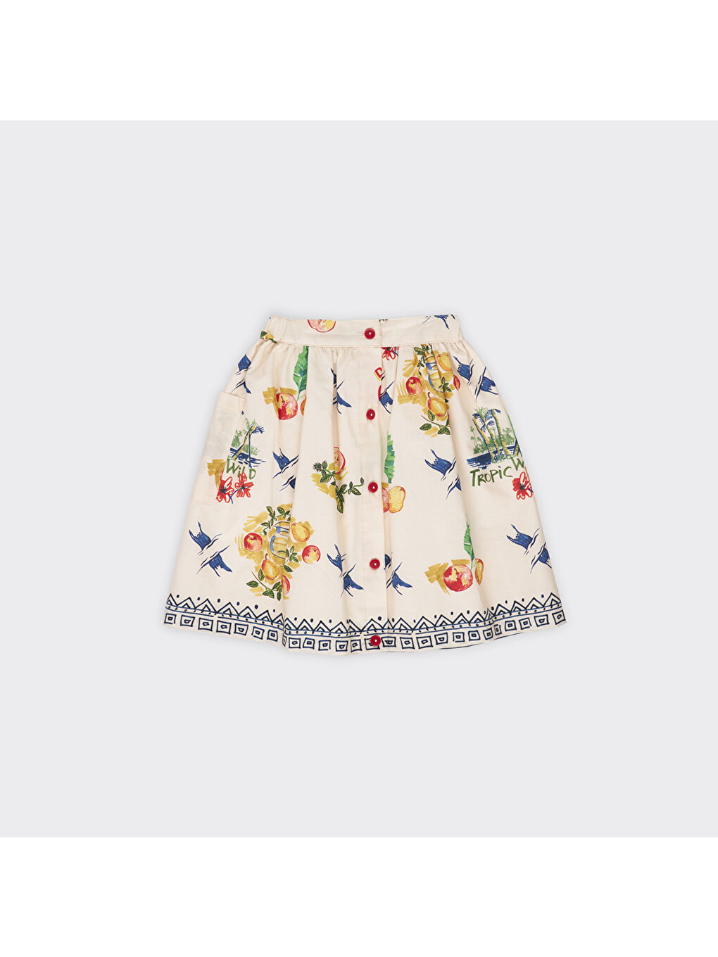 Bej Kız Çocuk Çok Renkli Desenli Etek-1