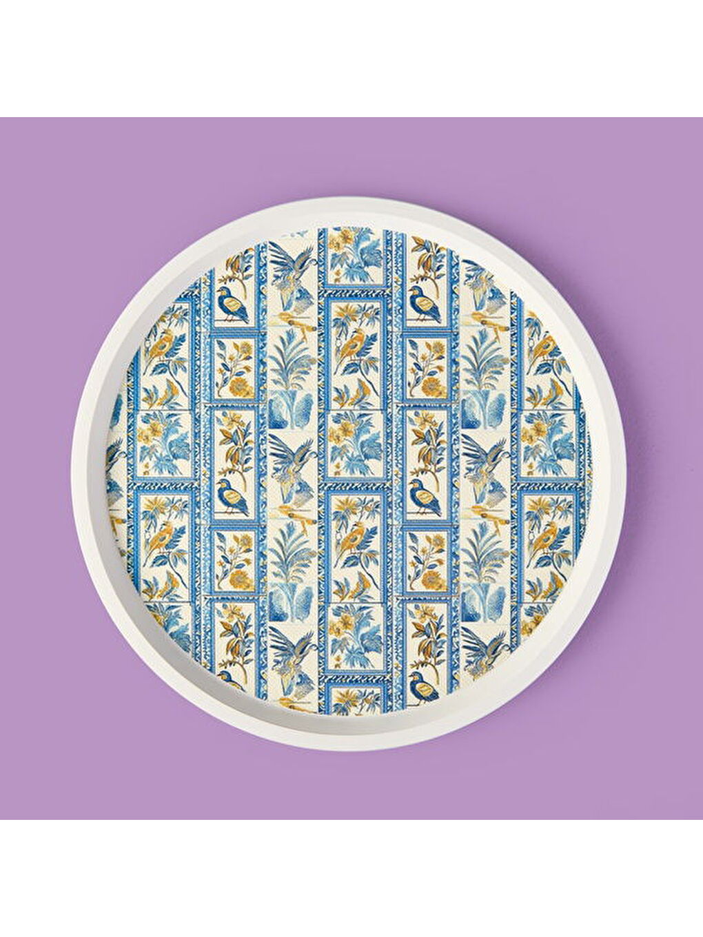 Karışık Kitchen Blue Toya Yuvarlak Tepsi - Renkli - 36x36 cm-1