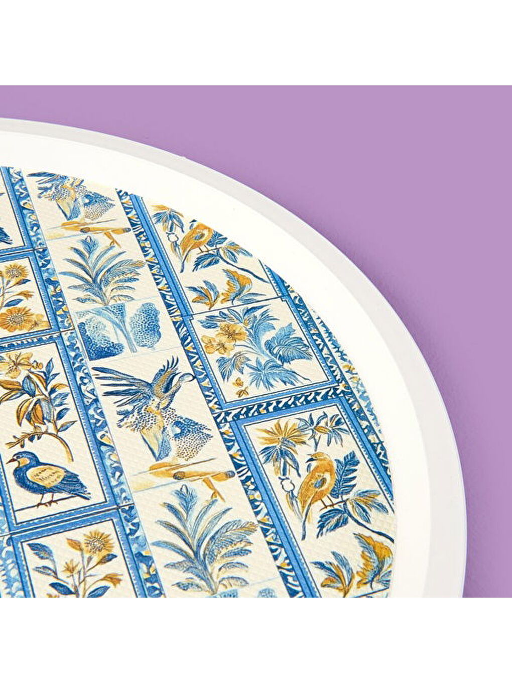 Karışık Kitchen Blue Toya Yuvarlak Tepsi - Renkli - 36x36 cm-3