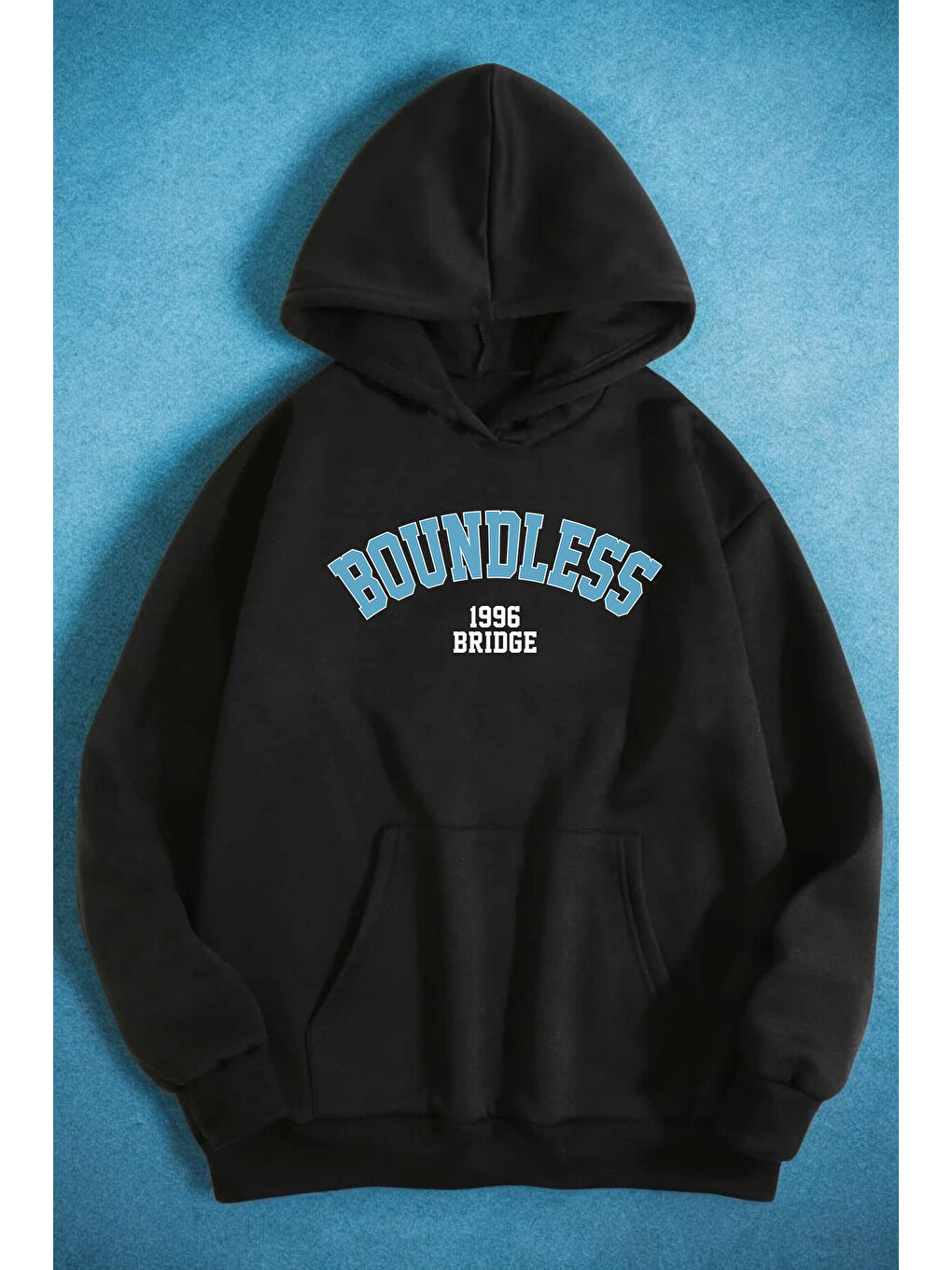 uyguntarz Siyah Boundless 1996 Bridge Baskılı Oversize Sweatshirt