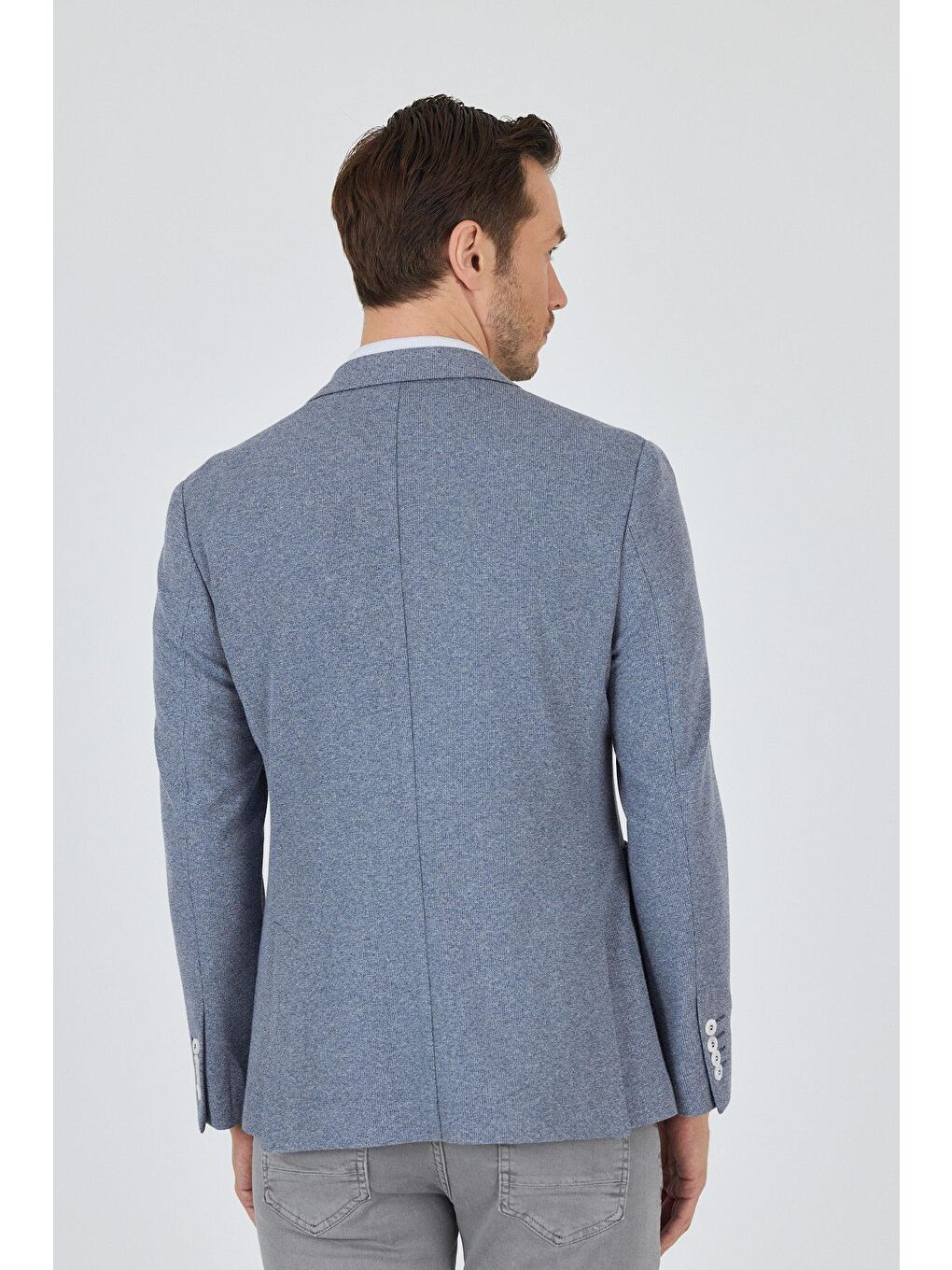 İndigo Düz Örme Pamuklu 6 Drop Slim Fit Ceket 1002250114-4