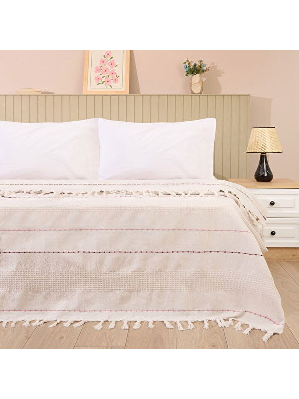 Ekru Soft Solvia Tek Kişilik Yatak Örtüsü - Krem - 160x230 cm