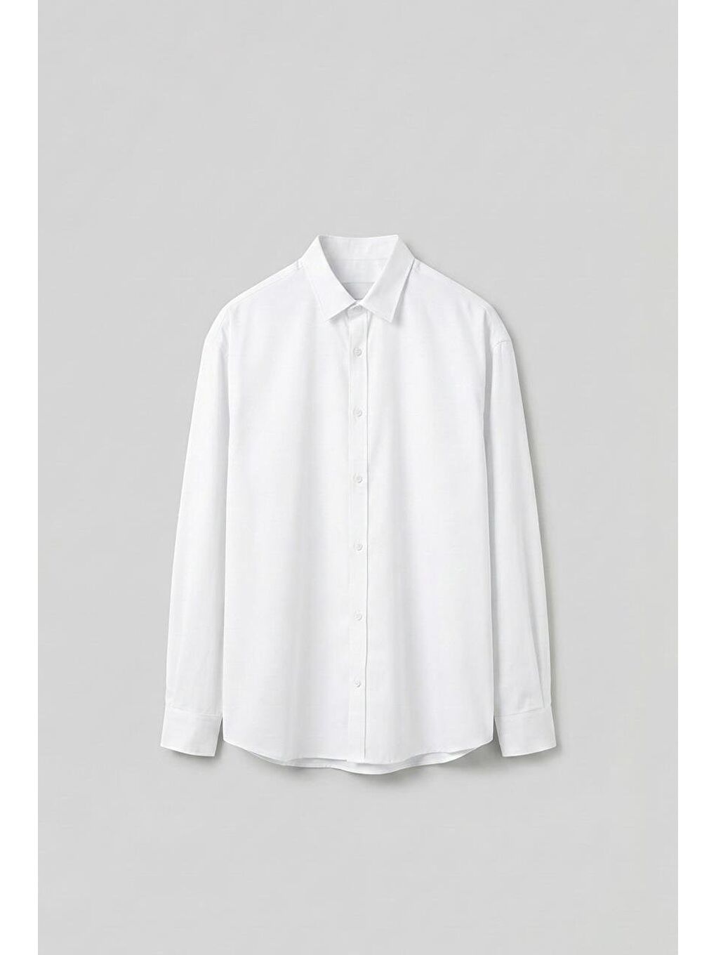 Erkek Oversize Uzun Kollu Basic Gömlek Beyaz