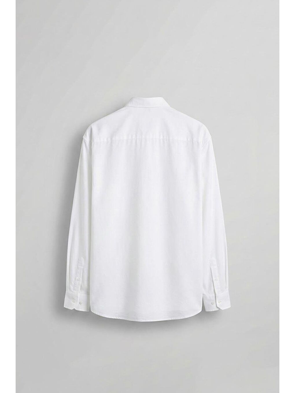 Erkek Oversize Uzun Kollu Basic Gömlek Beyaz-1