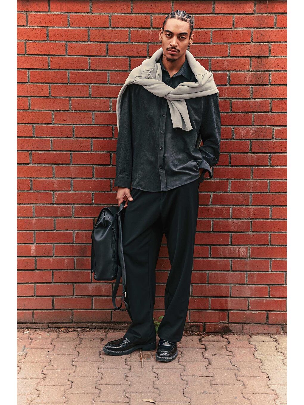 Erkek Oversize Efektli Modal Gömlek Siyah-2