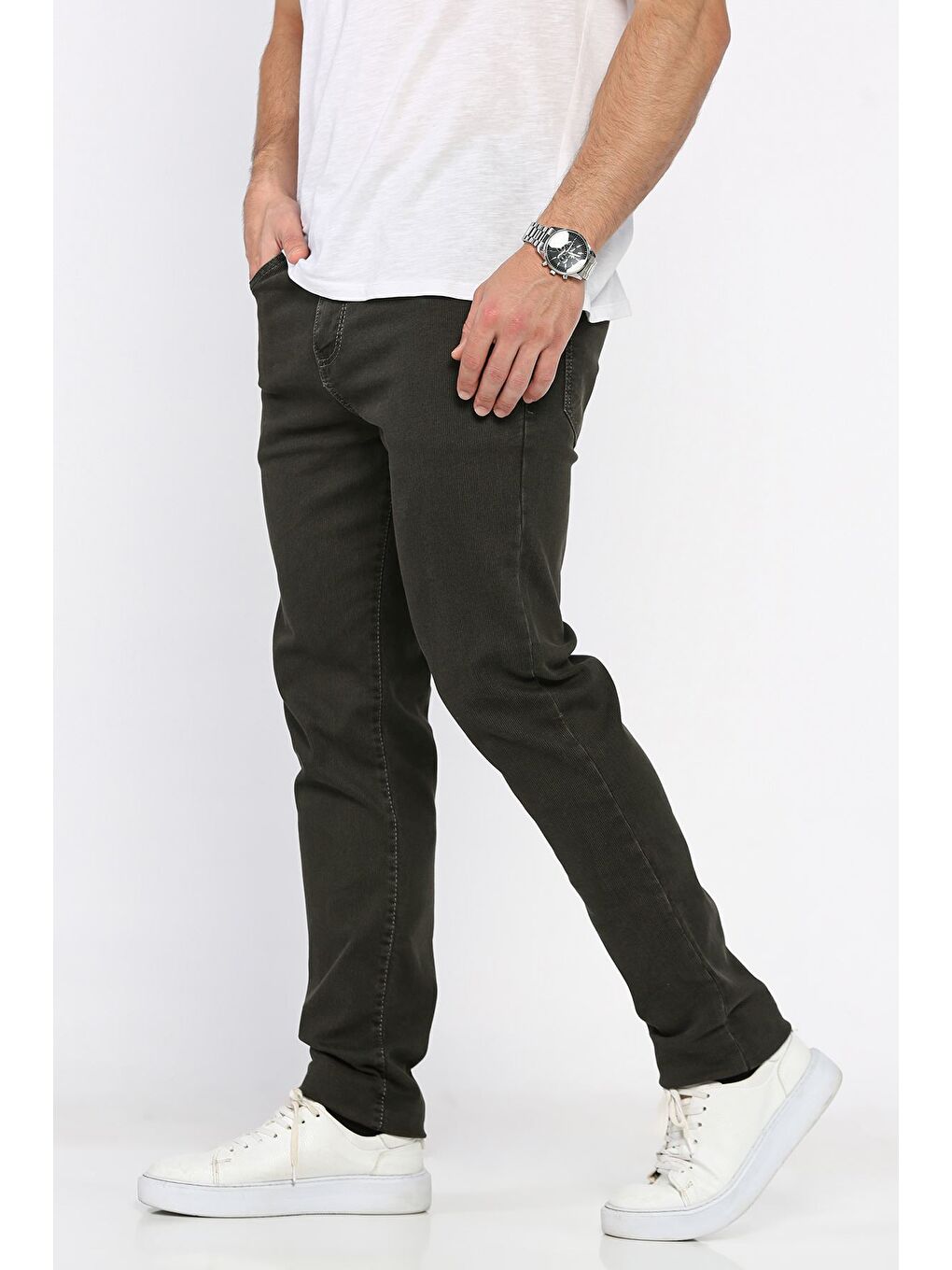 Haki Erkek Fitilli Pantolon-1