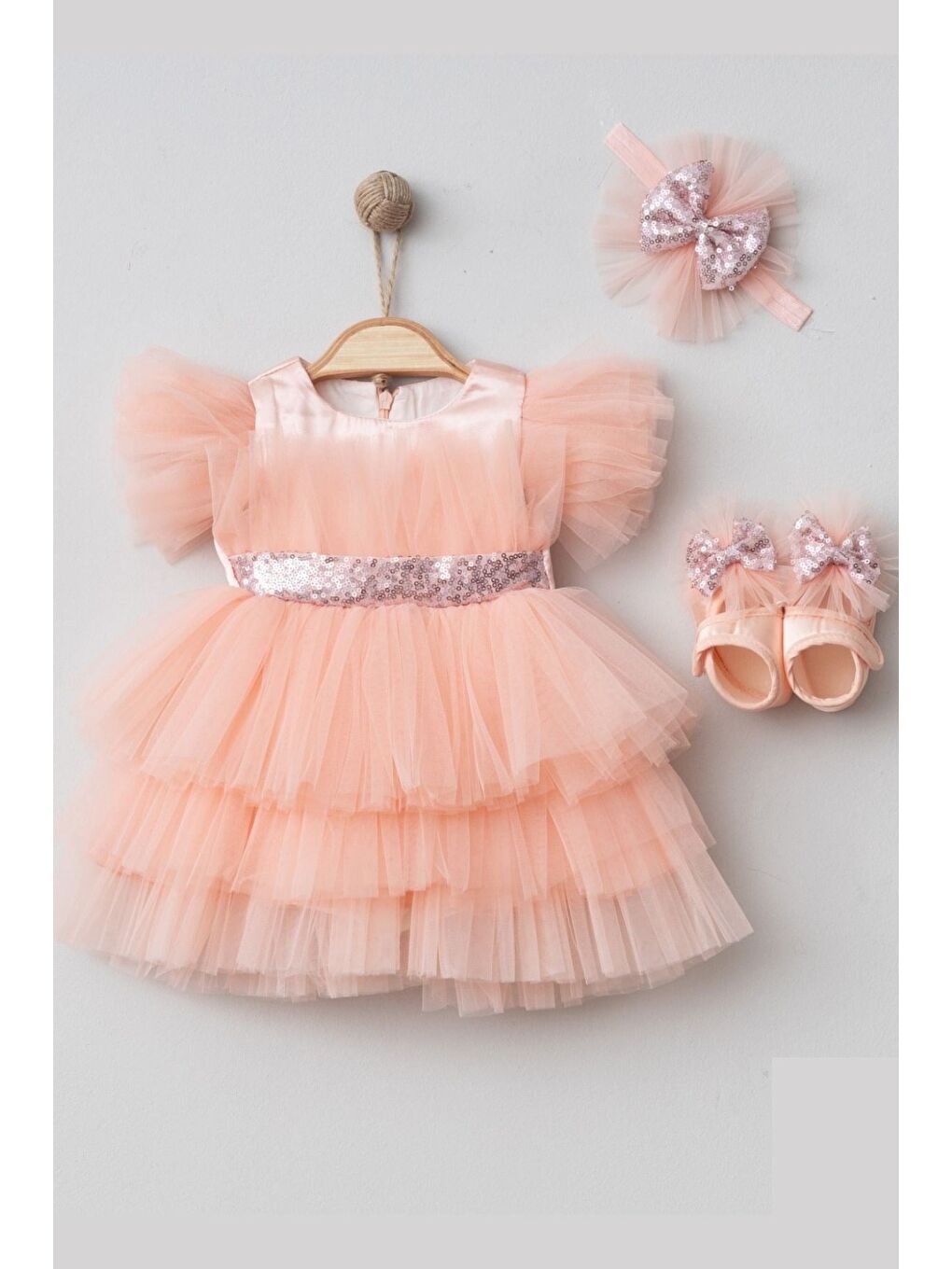 Pudra Pembe Katlı Tüllü Takımı