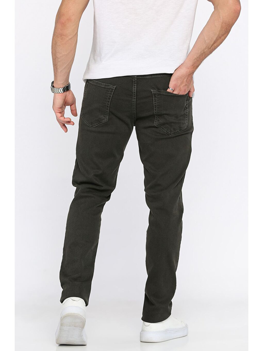 Haki Erkek Fitilli Pantolon-2