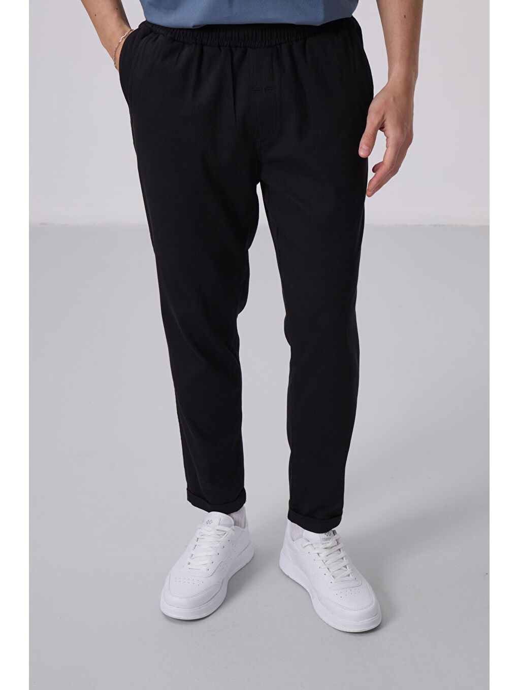 TOMMYLIFE Siyah Standart Fit Dokuma Hafif Esnek Chino Pantolon - 82175