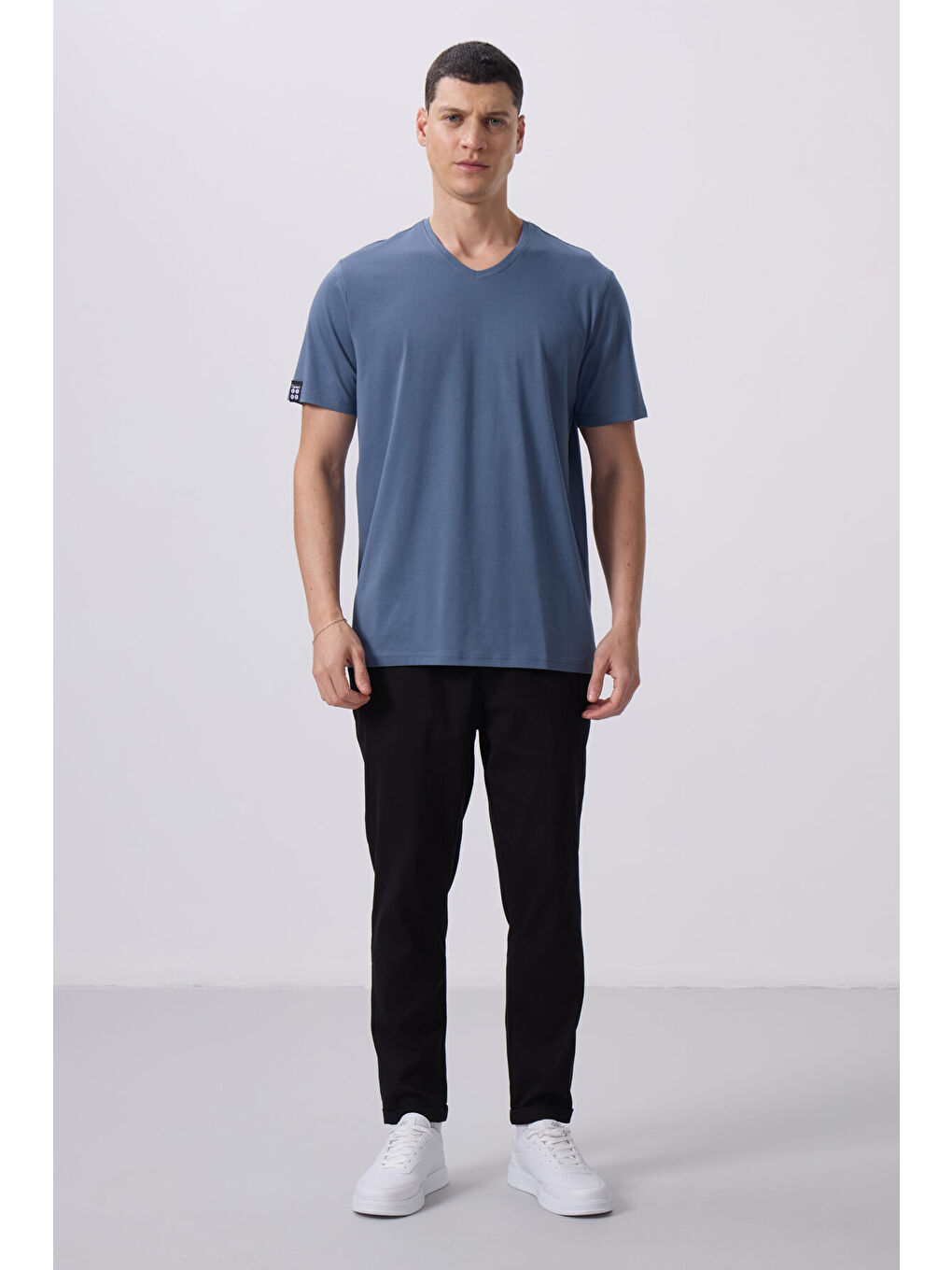 TOMMYLIFE Siyah Standart Fit Dokuma Hafif Esnek Chino Pantolon - 82175 - 3