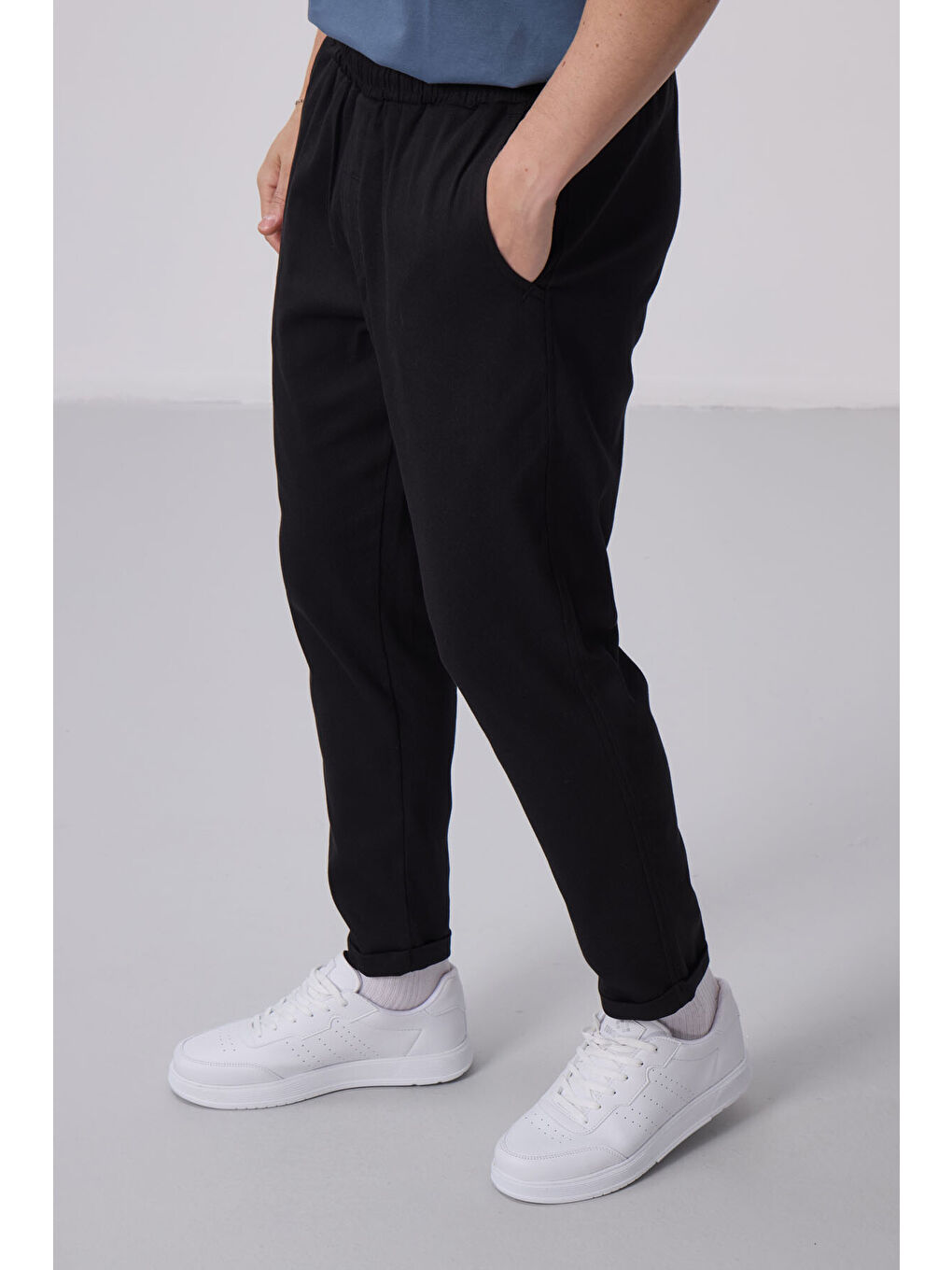TOMMYLIFE Siyah Standart Fit Dokuma Hafif Esnek Chino Pantolon - 82175 - 4