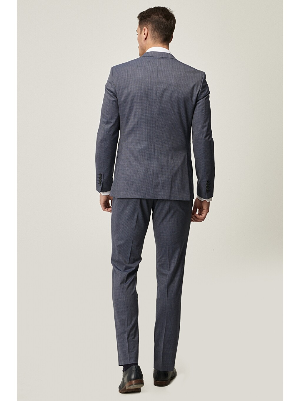 Erkek Lacivert-Mavi Slim Fit Dar Kesim Su Geçirmez Nano Takım Elbise-2