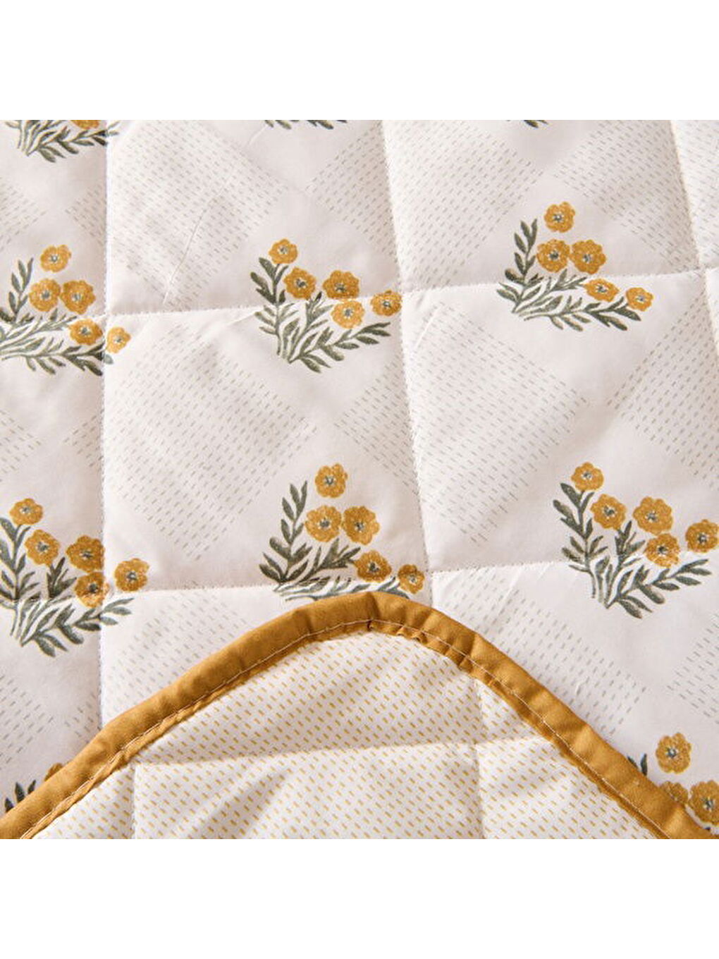 Soft Folky Çok Amaçlı Çift Kişilik Yatak Örtüsü Seti - Sarı-1
