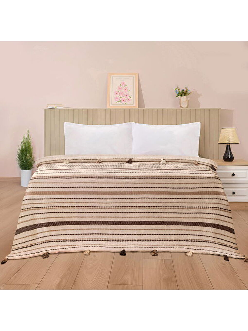 Soft Austin Çift Kişilik Yatak Örtüsü - Kahverengi - 220x240 cm